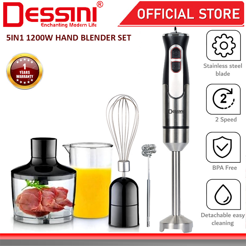 5 IN 1 DESSINI ITALY Hand Blender Chopper Mixer Grinder Juicer Food Processor Stainless Steel Knife Blade / Pengisar