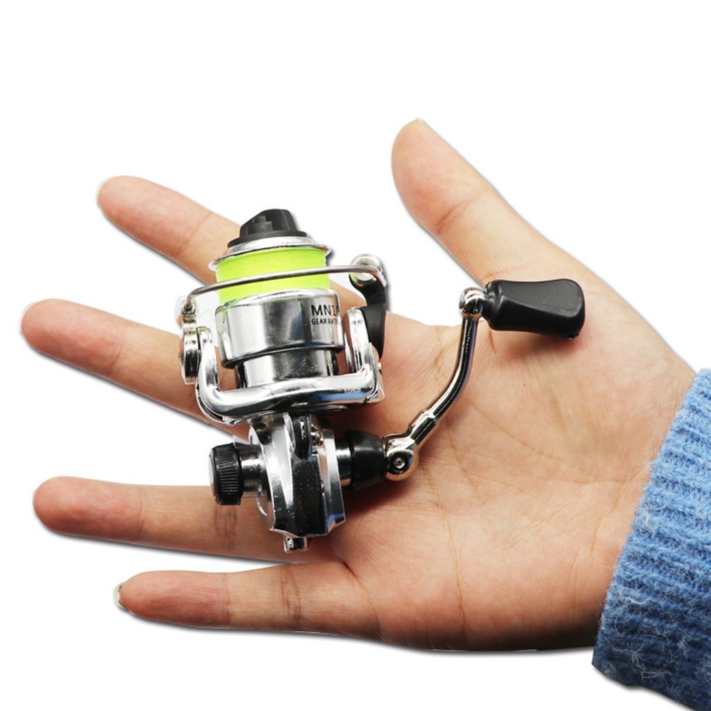 Fish Line Mini Fishing Reel High Strength Throwing Stability Anti-bombing Angling Metal 100 Type Spinning Reel with Line Outdoor Fishing