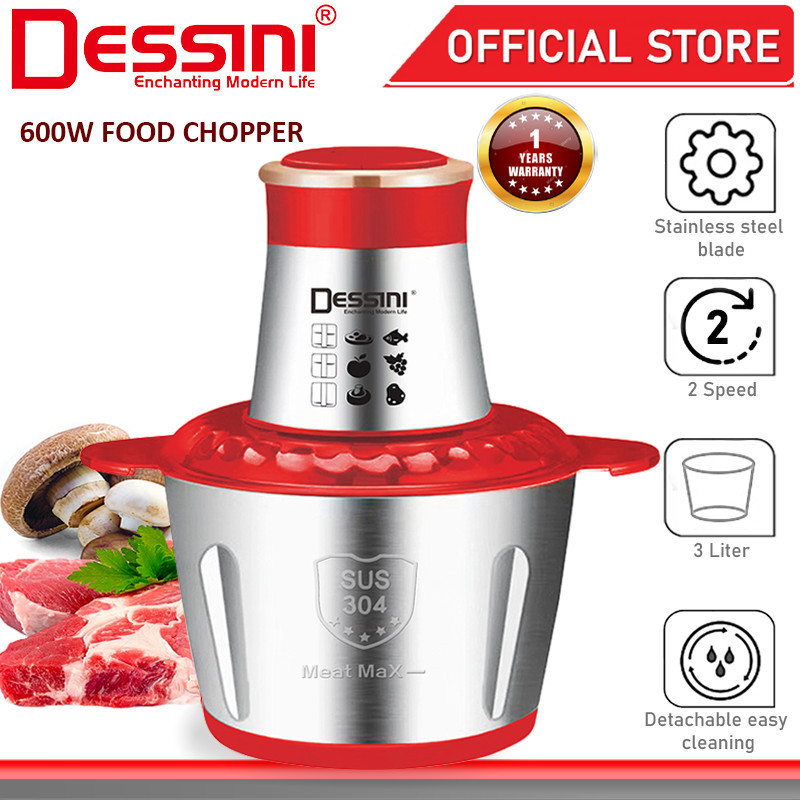 DESSINI ITALY Capsule Cutter Spin Chopper Blender Grinder Mixer Mincer Masher Shredder Juicer Pengisar Pengadun (3L)