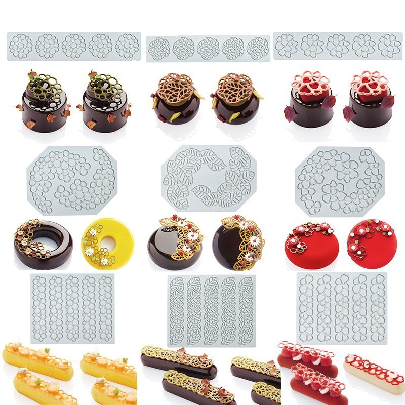 Leaf Love Bubble Lace Mat Baking Molecules Cold Dishes Hollow Dessert Mold Decoration Plate Decoration Silicone Grinder