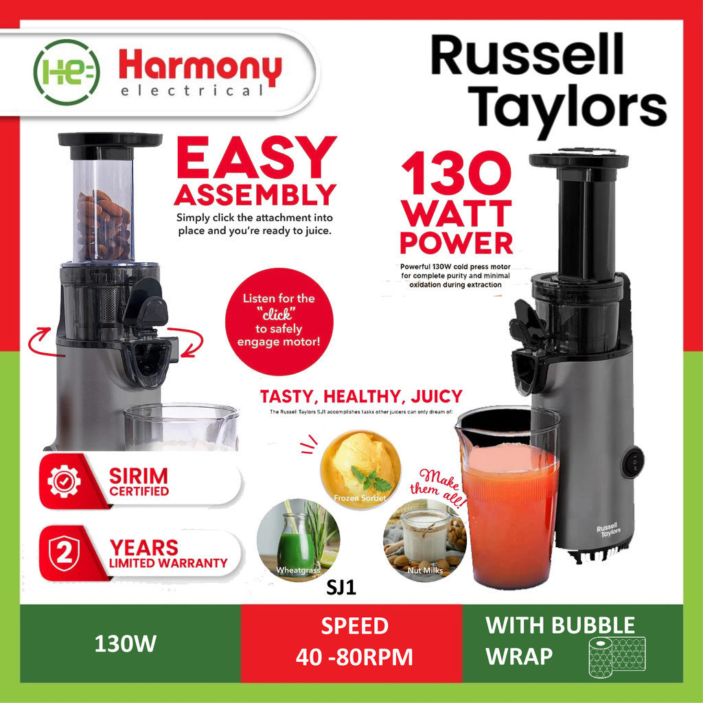 RUSSELL TAYLORS 130W Masticating Cold Press Compact Slow Juicer SJ1 果汁机