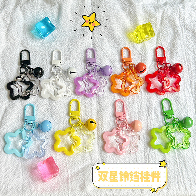 Acrylic Hollow Five-pointed Star ins Pendant Summer Childlike Pendant Keychain Accessories Wireless Earphone Case Jewelry