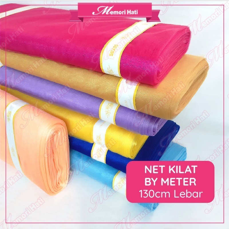 1m Kain Net Kilat / Shiny Tulle Fabric 130cm wide per meter (20 colours available)