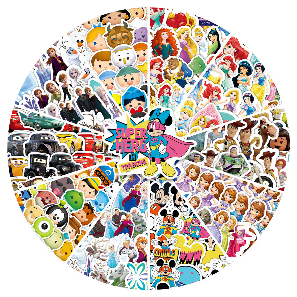 10Styles 50PCS DisneyAnime Toy Story Frozen Waterproof Graffiti Stickers for Helmet Bicycle Hand Account Pencil Case Decals LanLanStickersWorld