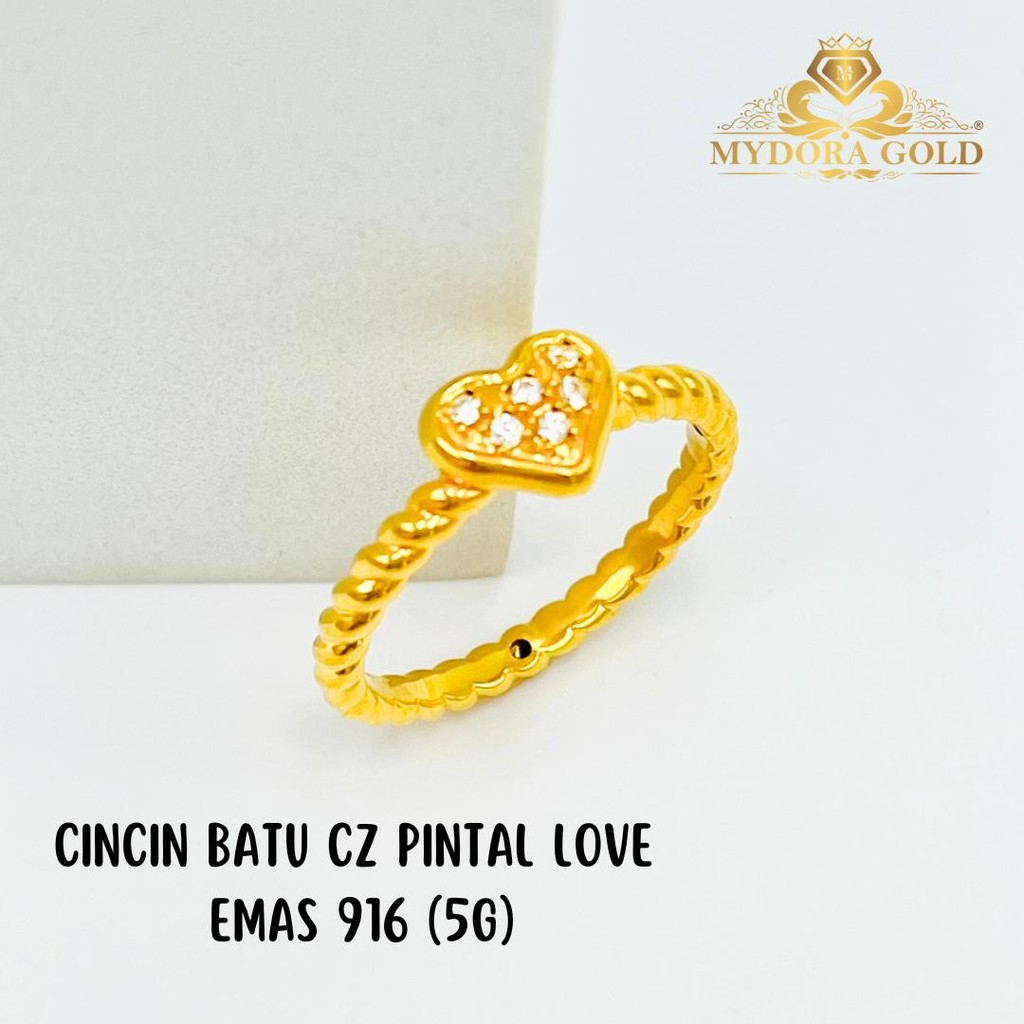 MYDORA Cincin Batu CZ Pintal Love (5G) l EMAS 916/22K