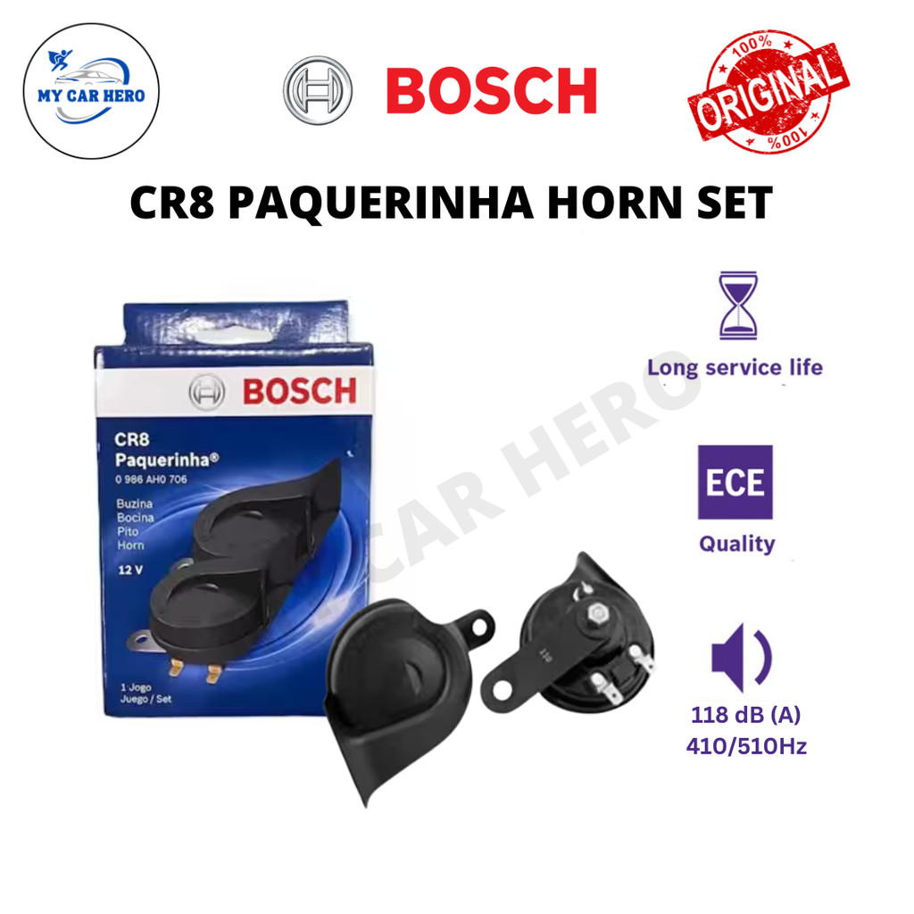 BOSCH CR8 Paquerinha 12V Horn Set Bosch Horn Kereta Hon Kereta Kuat Bunyi