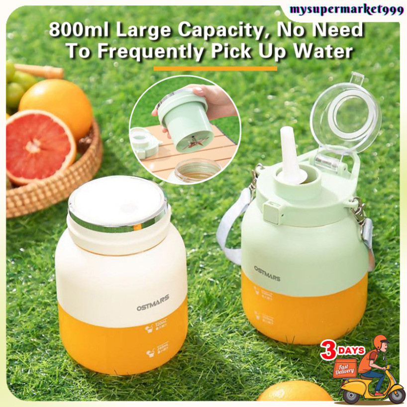 OSTMARS 800ML Dual-use Juicer Cup Mini Blender Buah Jus Ice Crusher Large Capacity Water Bottle with Straw BPA Free 攪拌杯