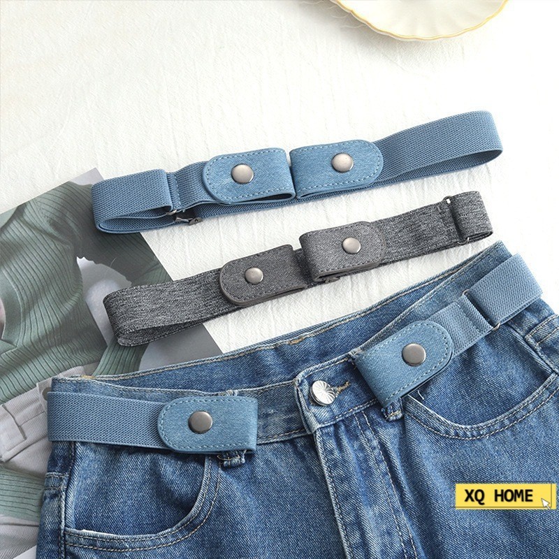 Invisible Seamless Lazy Waist Belt Jean Pant Elastic Women Waistband Elastic Leather Simple Unisex All Match Lazy Belt