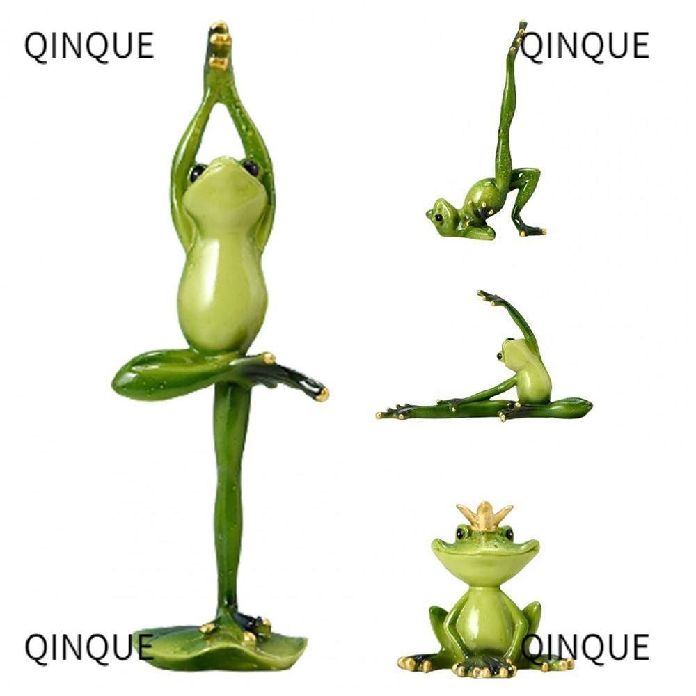 QINJUE Modern Yoga Frogs Home & Garden Figurine Decoration Sculpture Statue Artificial Miniatures Creative Collectible Table Desk Decor Resin Crafts Frog Sculpture