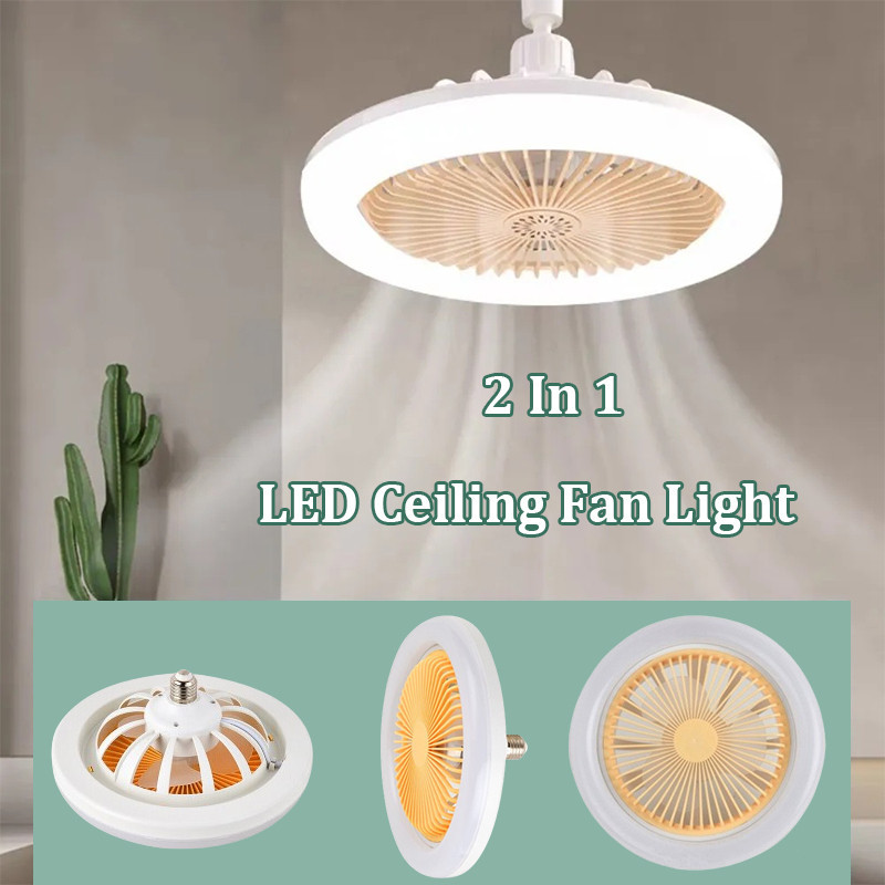2 in 1 LED Ceiling Fan Light with Remote Control Flush Mount Fan Lamp Kitchen Bedroom Living Room Decor