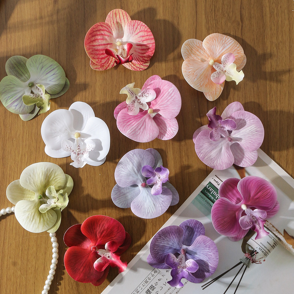 Artifical Butterfly Orchid Heads for Wedding Floral Bouquet Decor DIY Craft Making Bridal Shower Photography Props