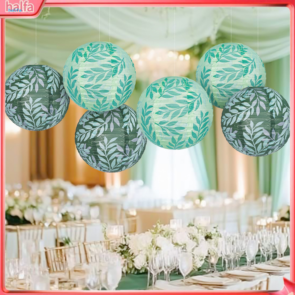 {halfa} Tissue Paper Lantern Paper Lantern Set Boho Wedding Party Decor Green Olive Leaf Paper Lanterns Japanese Chinese Hanging Lanterns for Bridal Showers Birthday Celebrations