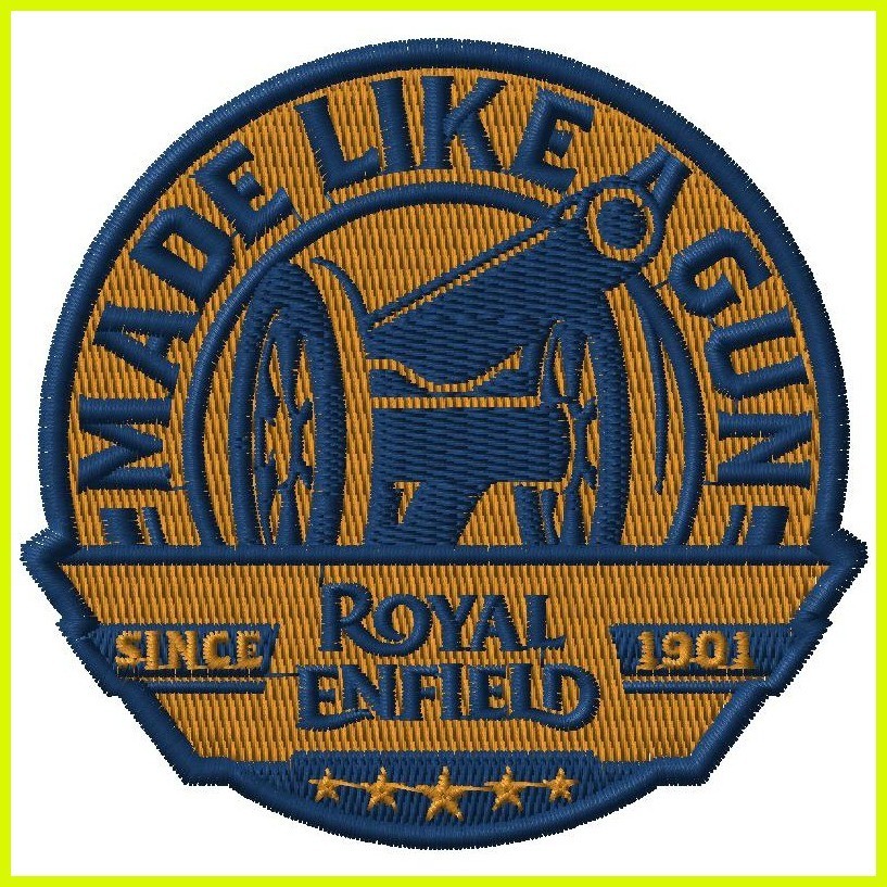 , Royal Enfield "Made Like A.. " sew-on decorative embroidered fabric patch: for sewing on garment