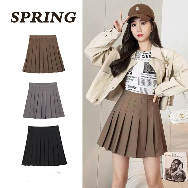 (Lengthened+Safety Pants+Zipper+Button) Pleated Skirt JK Uniform Spring/Summer Short