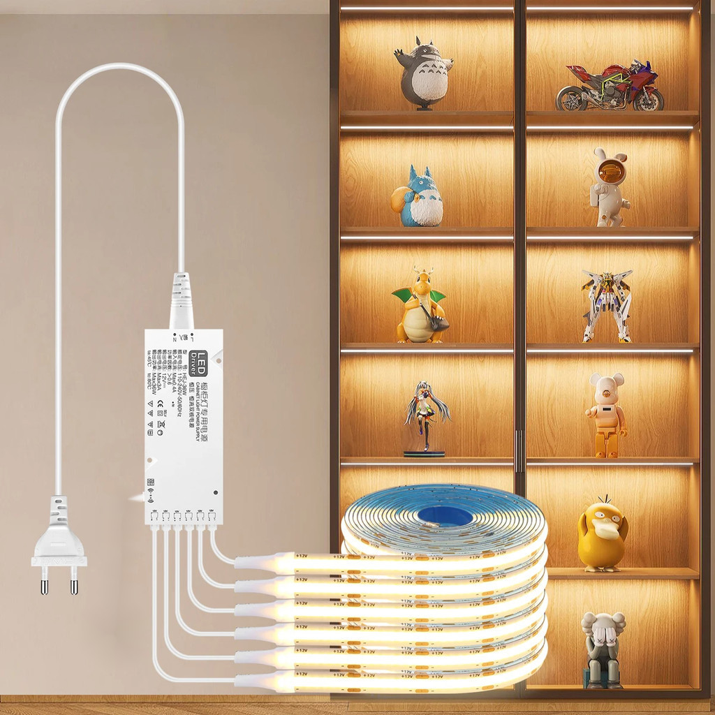 Under Cabinet Collection Display Led Strip Lights Bookcase Wardrobe Closet Self Adhesive COB LED Lamp Light With Touch Sensor