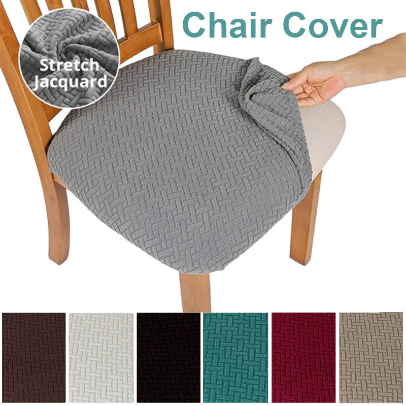 Universal Dining Chair Cover Thick Stretch Jacquard Removable Waterproof Solid Color Chair Seat Cover