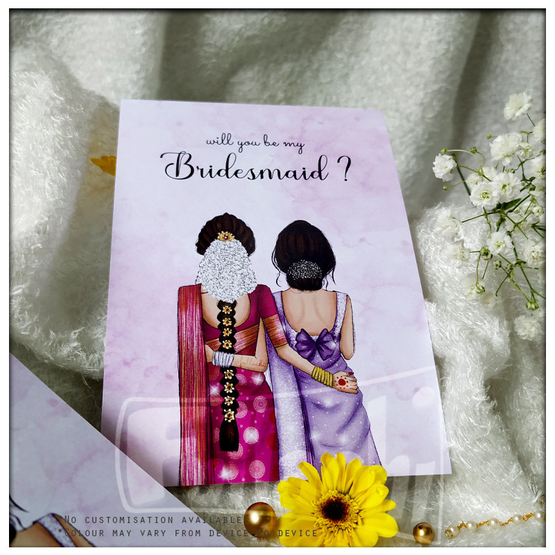 Indian Bridesmaid Card - Bride & Bridesmaid in Saree - Will you be my Bridesmaid