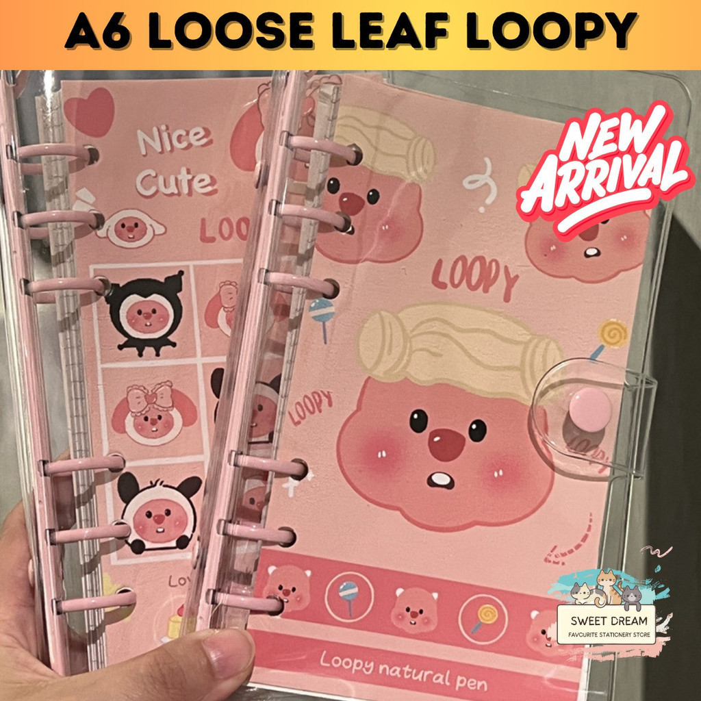 Sanrio Pink Loopy A6 loose-leaf Sanrio high-looking thickened notebook ins style cute Weekly Planner