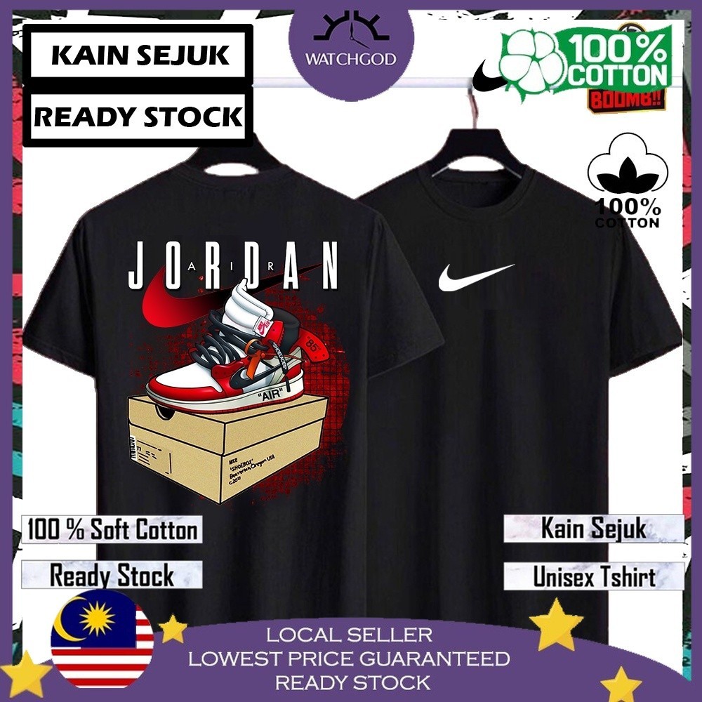 ?90% MEGA SALES? NIKE AIR JORDAN V2_1 Cotton Tshirt Shirt Men Women Streetwear Unisex Baju Lelaki Wanita Perempuan