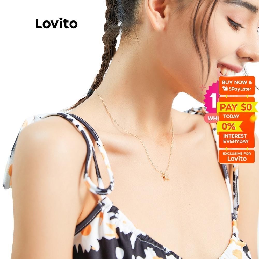 Lovito 5-Pointed Star Pendant Basic Clavicle Chain Alloy Necklace For Women A07008 (gold/silver) Lovito 5-Lancip Bintang Liontin Dasar Rantai Klavikula Kalung Paduan A07008 (Emas/Perak)