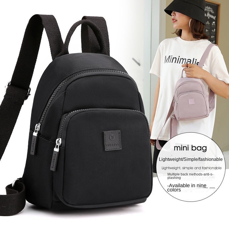 Female Bag New Style Backpack Backpack Oxford Nylon Backpack Large Capacity Backpack Fashion Lightweight Travel Backpack Korean mini Shopping Backpack Women Waterproof Backpack Influencer Simple Small Backpack Hot-selling Solid Color Backpack Outdoor Back