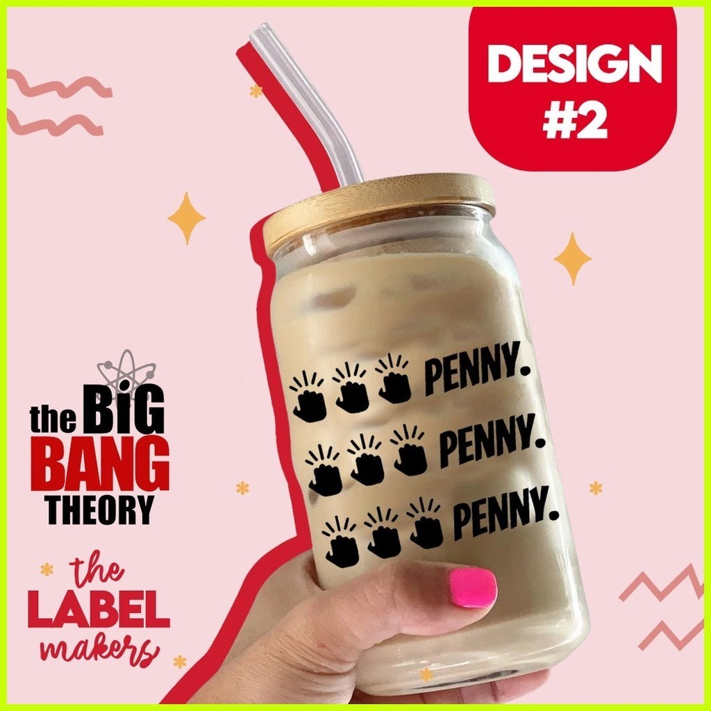 , , Big Bang Theory Themed Glass Can Soda Coke Mug for Iced Coffee Drinks