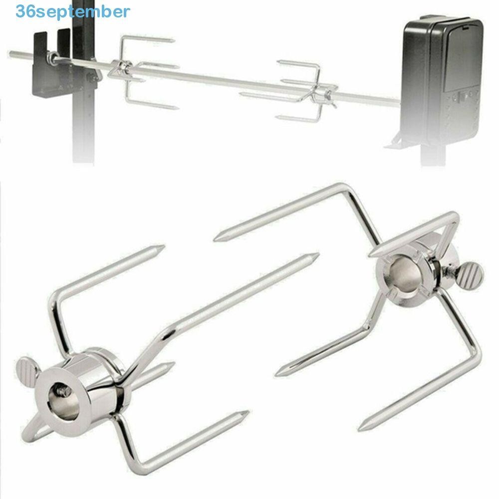 SEPTEMBER 2pcs/set Chicken Grill Charcoal Spit Forks BBQ Forks Rotisserie Roast Picnic Barbecue Accessories Food Grade Rotary Meat Fork/Multicolor