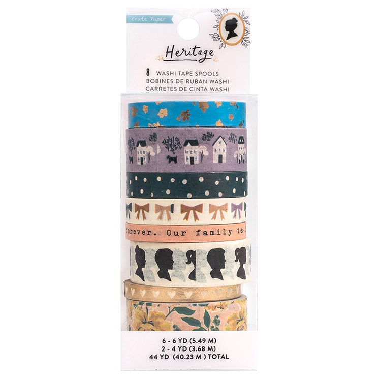 Crate Paper 8 ROLL/PKG WASHI SET - Heritage