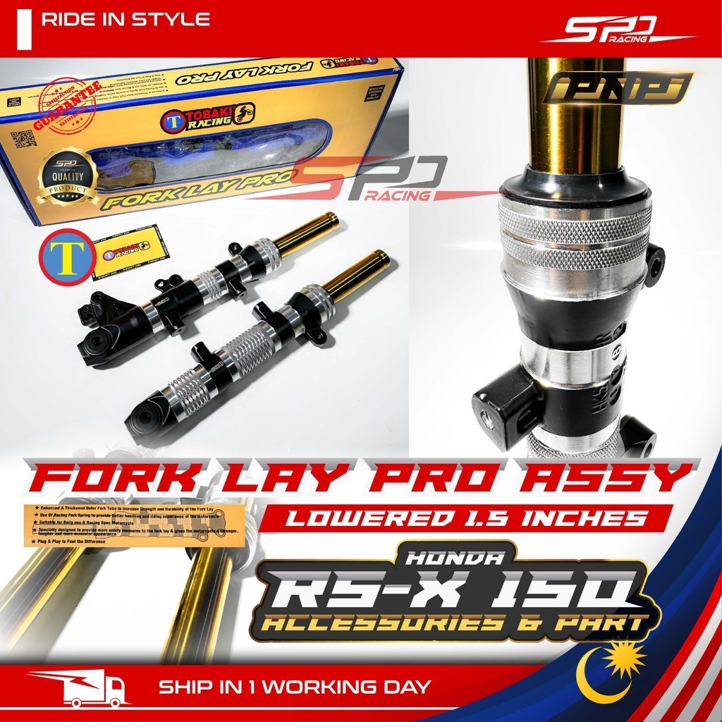 RS-X Fork Lay Pro Assy I Lowered 1.5 Inches I Batang Gold I TOBAKI RACING For RSX 150 HONDA