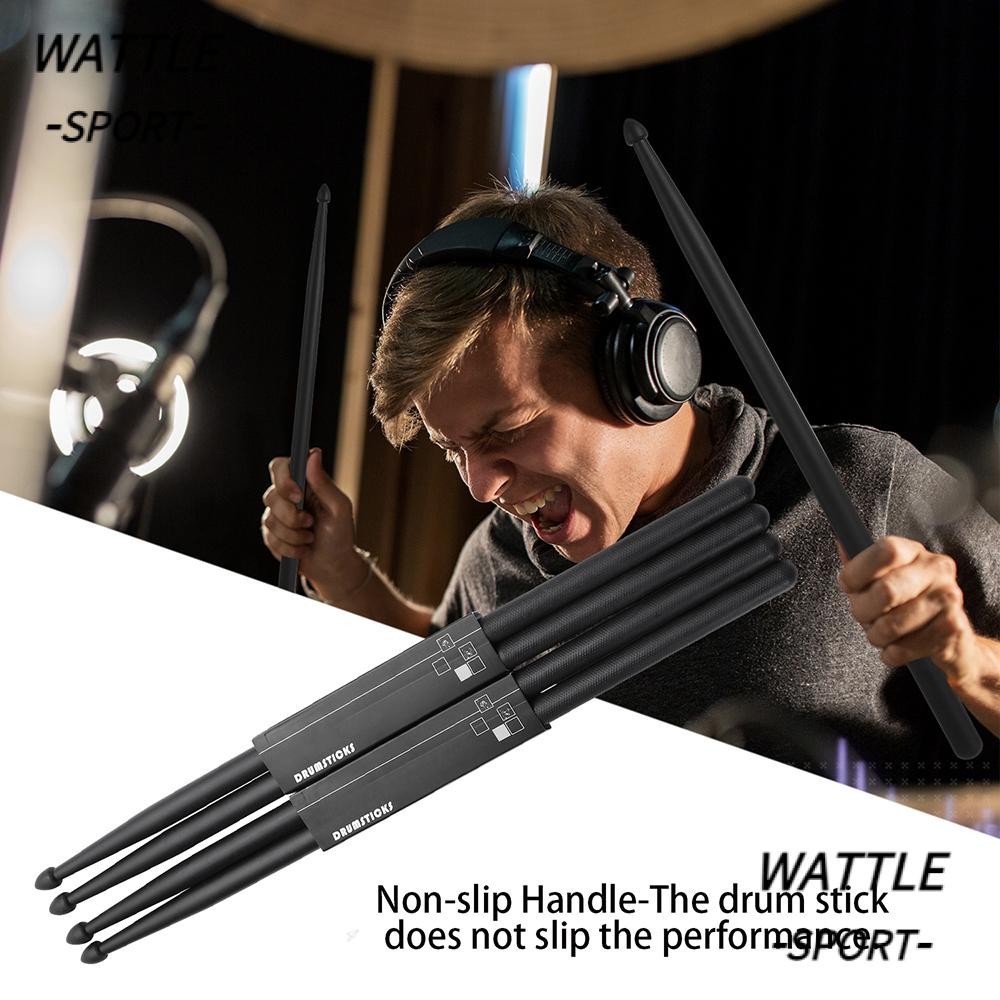 WATTLE 1pair New Nylon Drumsticks 5A Professional Plastic Drum Sticks Light Durable Percussion Accessories Non-Slip Handles Musical Instrument