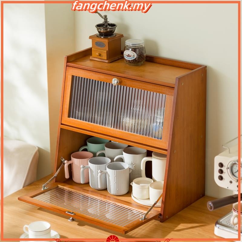 Ready Stock Muji Style Bamboo Kitchen Cabinet 50cm Almari Coffee storage rak cawan table rack