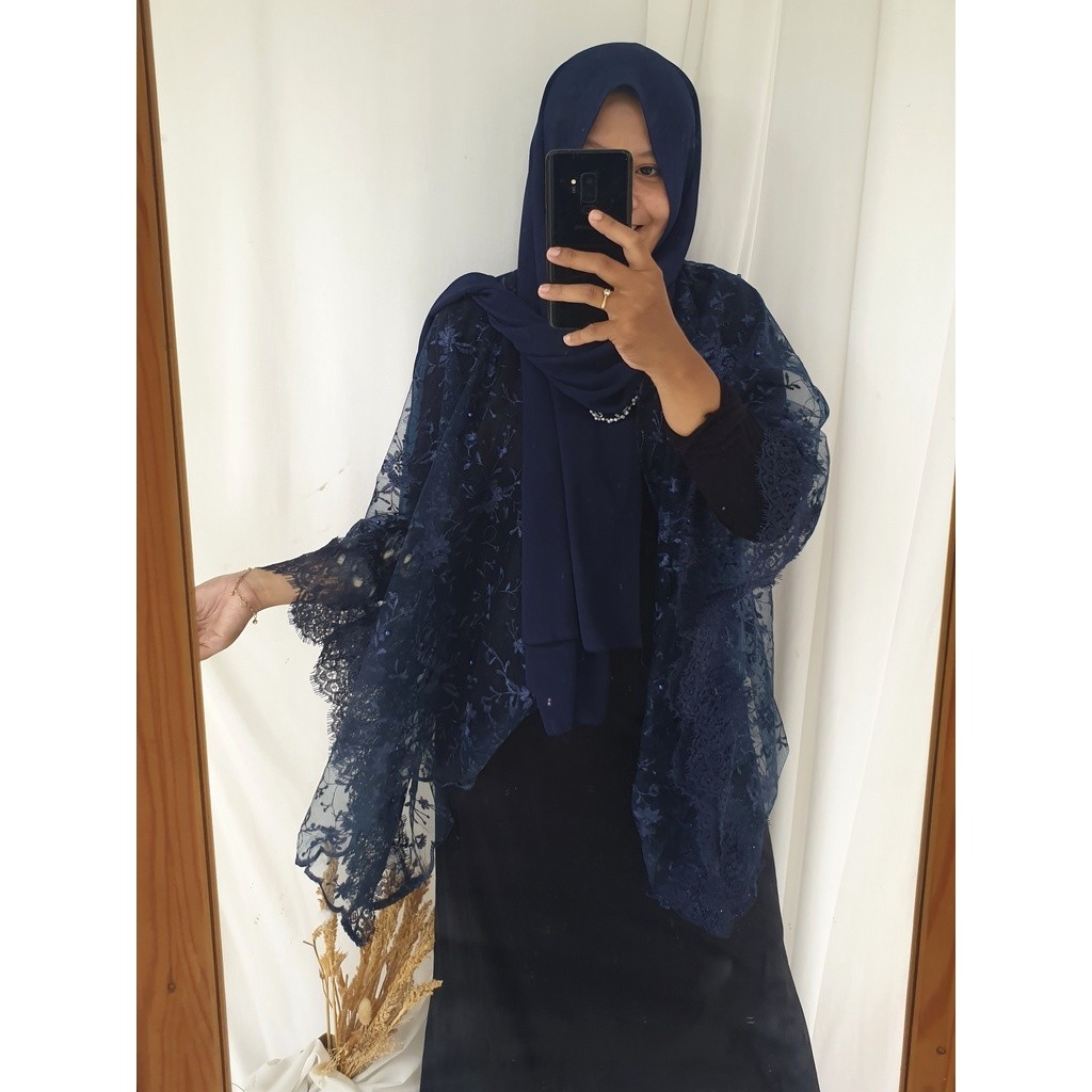 Have Must Kebaya CAPE Glitter Jelita OUTER by Cayza TOP CARDIGAN TILLE TULLE MIX Lace Premium Quality - Image 4