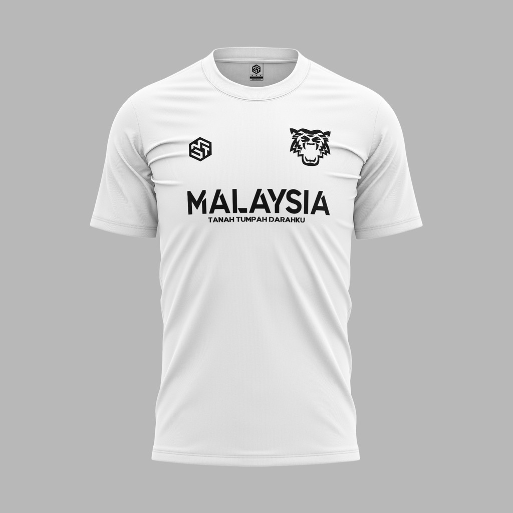 [READY STOCK] Malaysia ''Harimau Malaya" Jersey White/Black - Jersi Roundneck