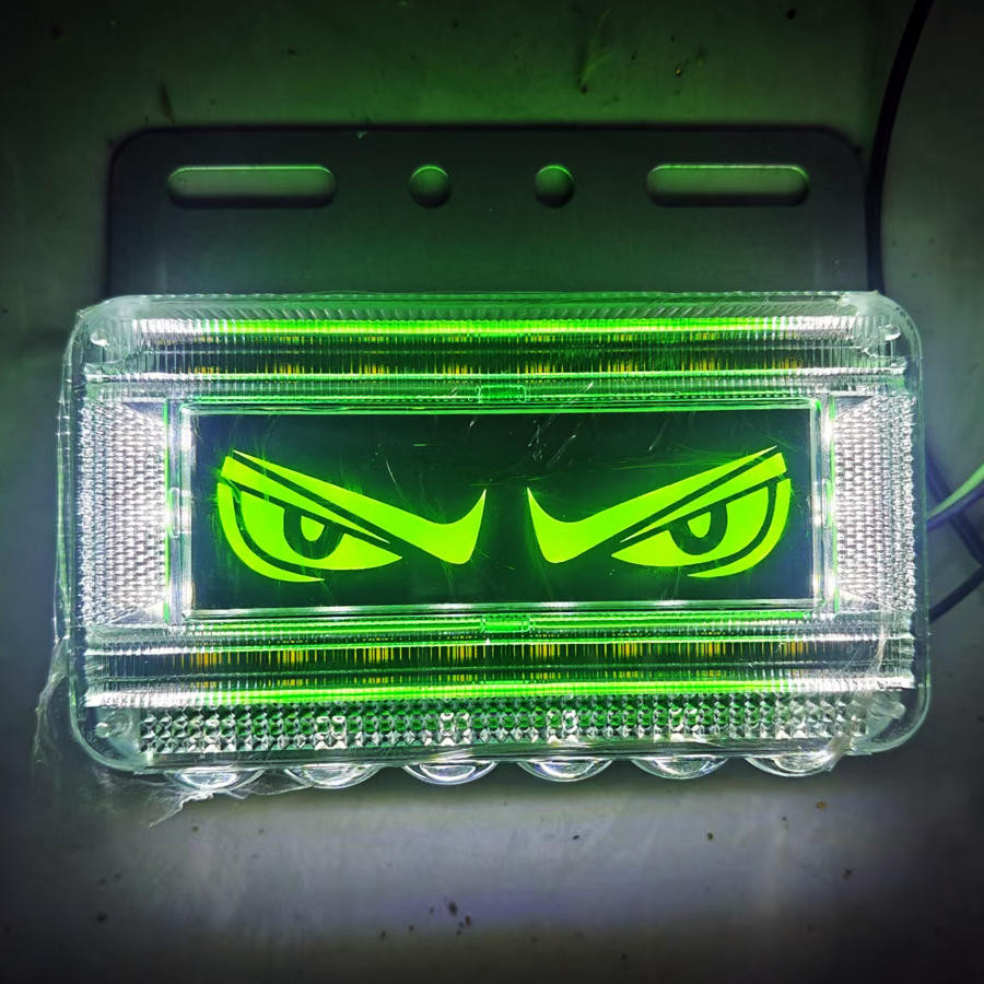 24V Heavy Duty Truck Angel Demon Eye LED Side Marker Lights - Waterproof, Super Bright Waist-Mounted Beacons with Turn Signal Sync Ground Illumination Durable Off-Road Lighting