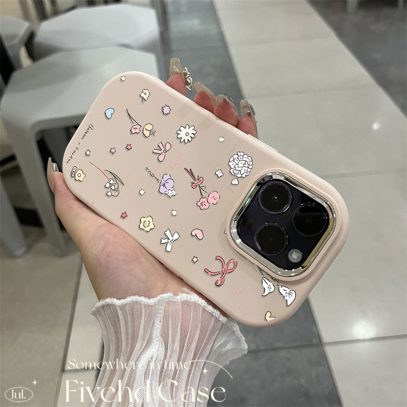 Compatible For Vivo Y11 Y02A Y17S Y16 Y15 Y27 Y20 Y21 Y22 Y12S Y36 Y35 Y01 Y20 Y21S Y33S Y1S V29 V25 Fashion Flower Electroplated Lens Frame Silicon Couple Phone Case