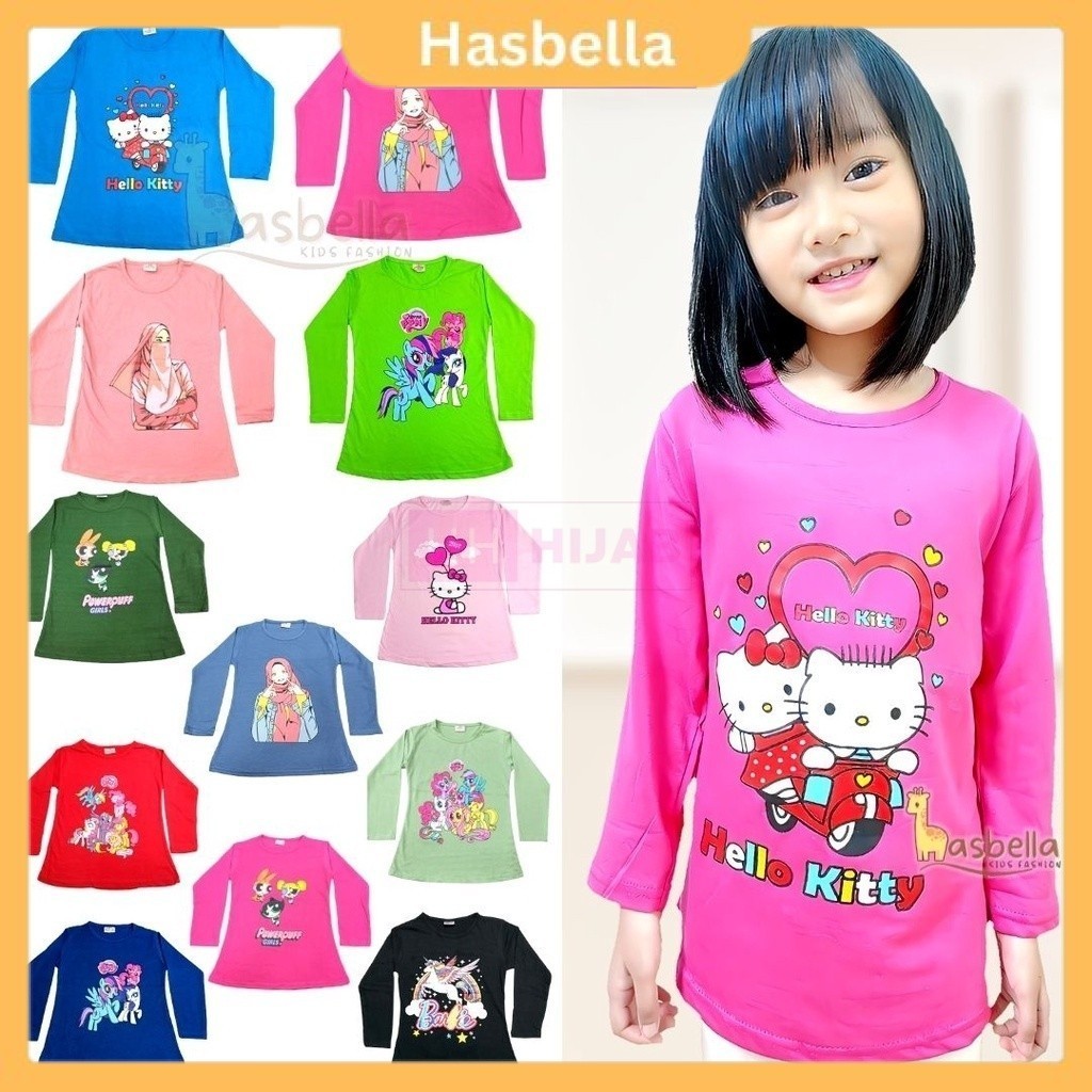 (7-12Y) Baju Budak Perempuan Lengan Panjang Kids Girl Girl Clothing T Shirt Long Sleeve Islamic Muslimah D2 HRTSG LS