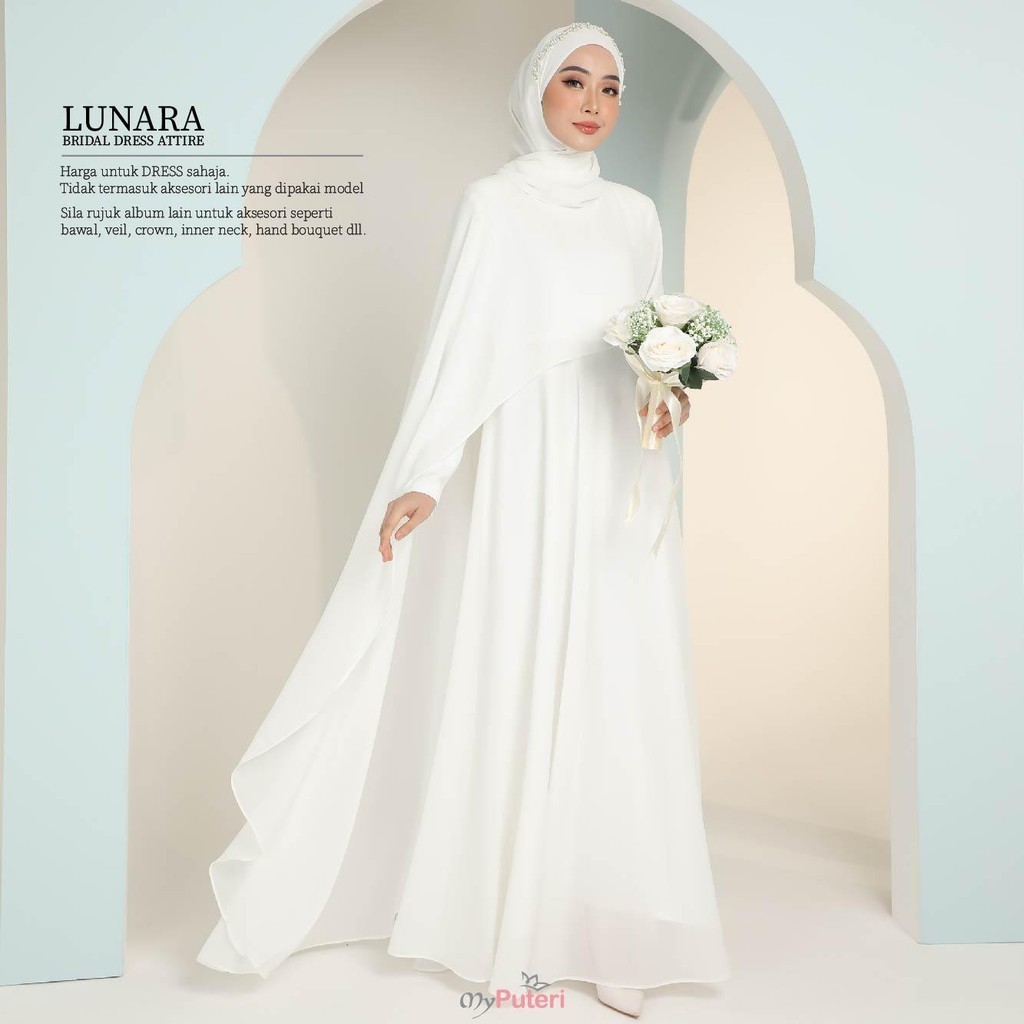 [LUNARA BRIDAL ATTIRE] Baju Nikah/Tunang Off White, Nikah Putih, MyPuteri Wedding