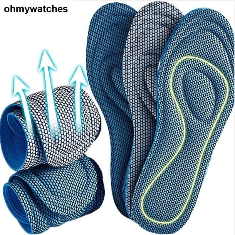 Comfortable 4D Soft Sweat Absorption Deodorant Breathable Sport Insole / Pain Relief Insert Shoe Cushion Pad / Mesh Orthotic Insole Arch Support Orthopedic Insoles For Women & Men