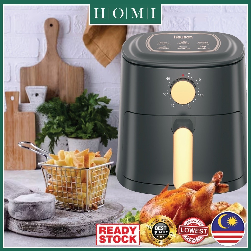 📦HOMI READY STOCK📦 4Liter Hauson Electric Airyer Large Capacity Heating Oil Free Roaster Non-Stick/ Kitchen Air fryers