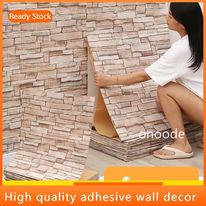 brick foam wall paper dinding 3D wallpaper stickers wall stickers wallpaper waterproof self-adhesive wall stickers wallpaper design simple