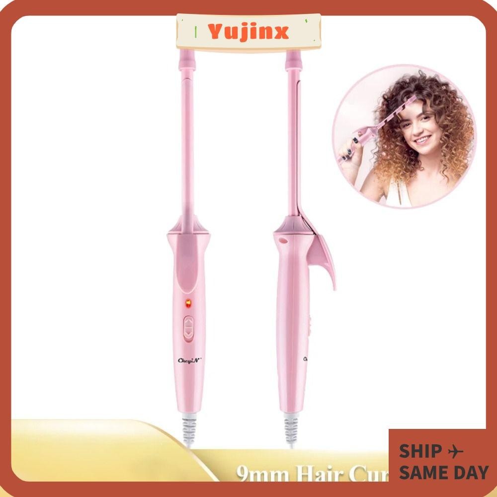 YUJINX 9mm Curler Wand, Superfine Ceramic Mini Hair Curling Iron,  Curly Tongs Professional Small Crimping Iron Salon Styling Tool