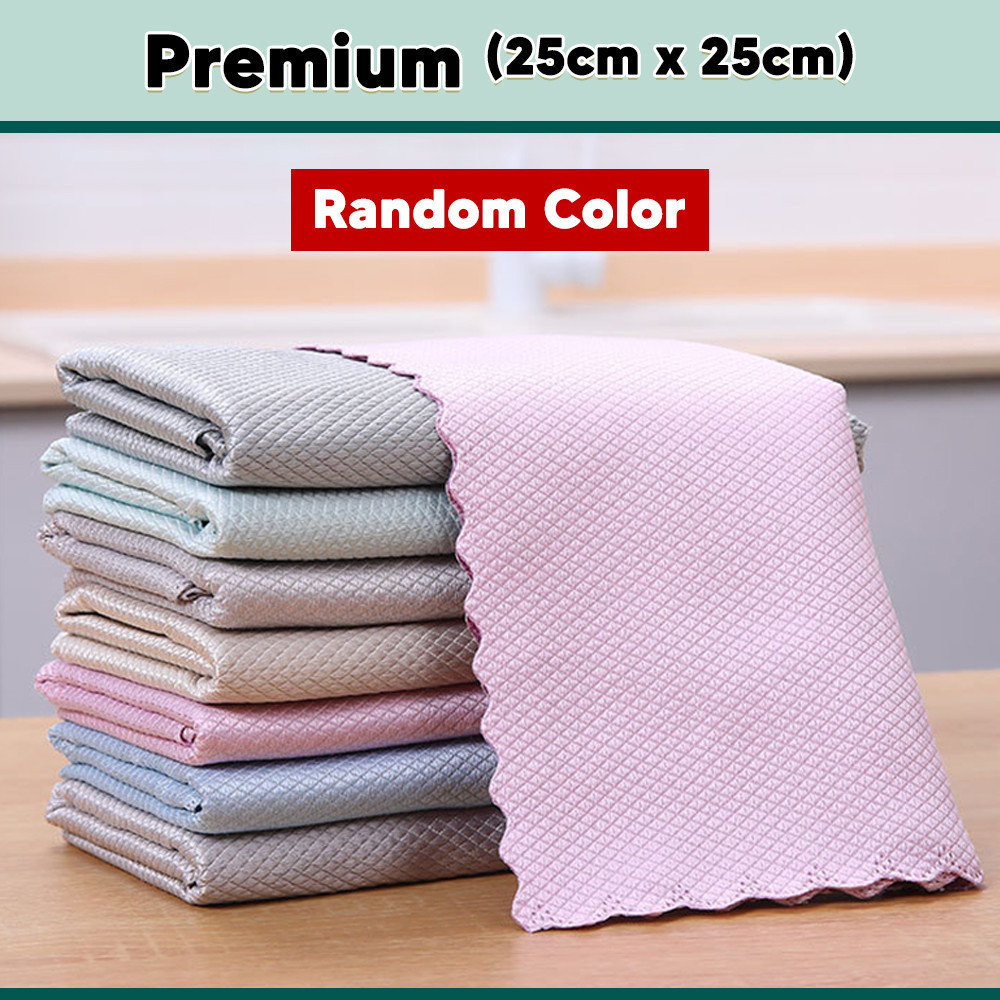 [1PC] Borong365 Micro-Fiber Cloth Cleaning Towel Absorbent Kitchen Towel Kain Lap Dapur Dish Cloth Tuala Pinggan