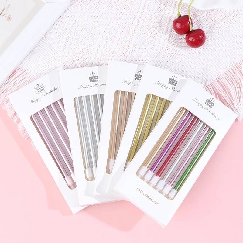Ready Stock 6pcs/Set Happy Birthday Candle Cake Candle Gold Silver Champagne Rose Black 金色银色香槟金混色蜡烛生日蜡烛Lilin Hari Jadi