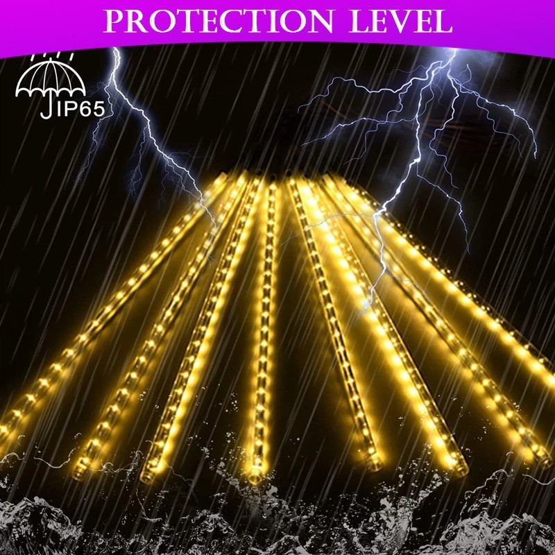 Durable Reliable Solar LED Meteor Shower Rain Lights Fairy String Outdoor Waterproof Garden Light 8 Tubes 144 Leds 30... - Image 2
