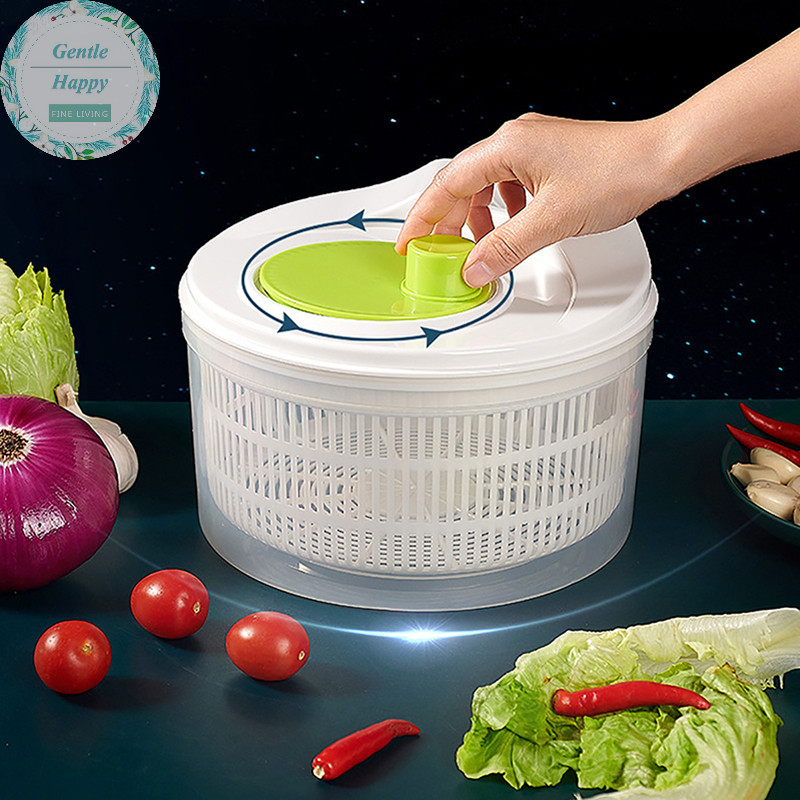 GentleHappy Vegetables Salad Spinner Lettuce  Dehydrator Washer Dryer Strainer .