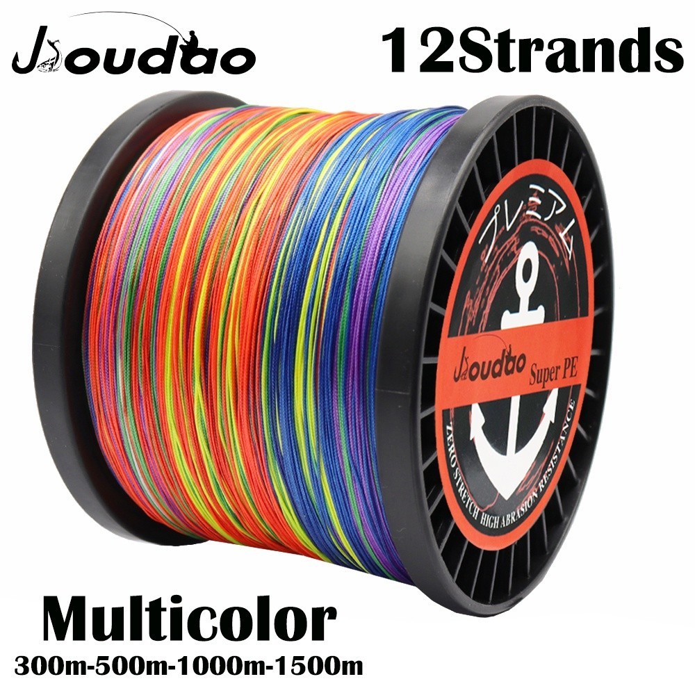 Tali Pancing Braided Fishing Line Fishing rope 12 strands 300m/500m/1000m/1500m super strong PE braided fish line 40lb-205lb multicolor saltwater fishing weave braid wire PE line Benang Pancing