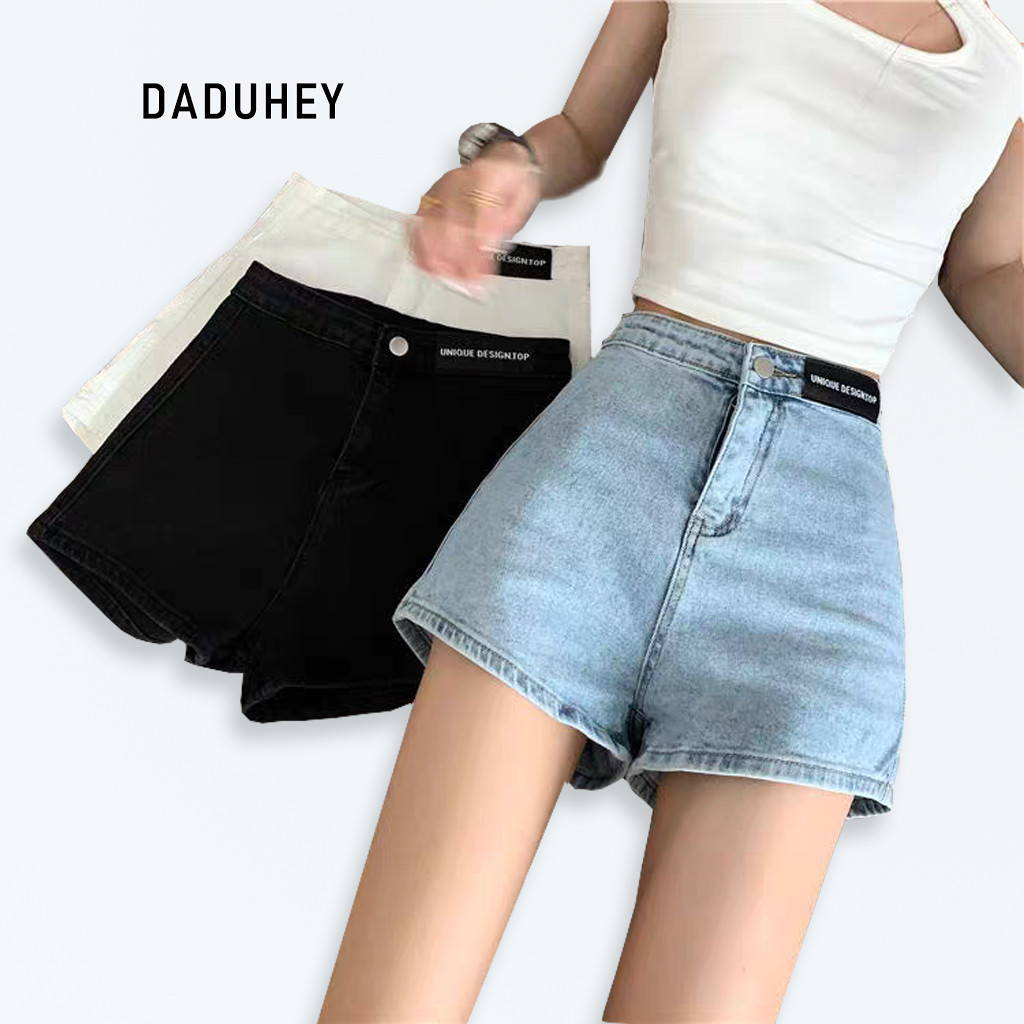Daduhey  baju raya 2024 Women's Denim Summer High-Waist Stretch Hot Retro Shorts
