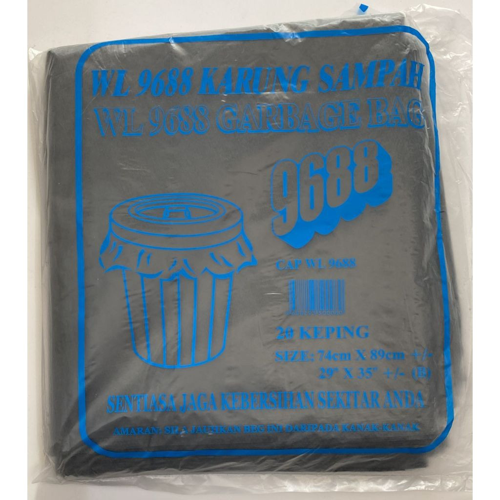 CAP WL 9688 KARUNG SAMPAH TEBAL HPDE#HDPE GARBAGE BAG#PLASTIK SAMPAH HITAM GARBAGE BAG RUBBISH BAG蓝色