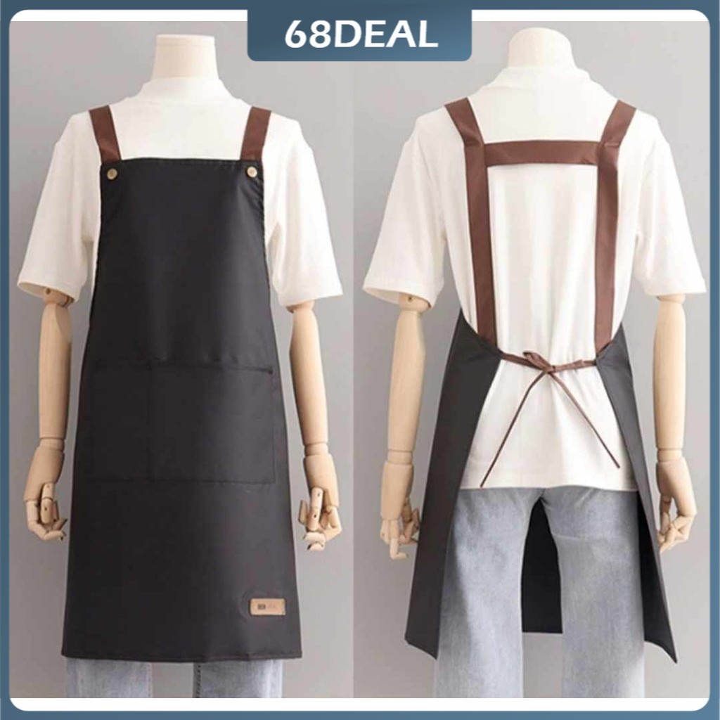 [Johor Stock] Waterproof apron Adjustable hang neck apron coffee shop fashion apron kitchen apron adult overalls apron