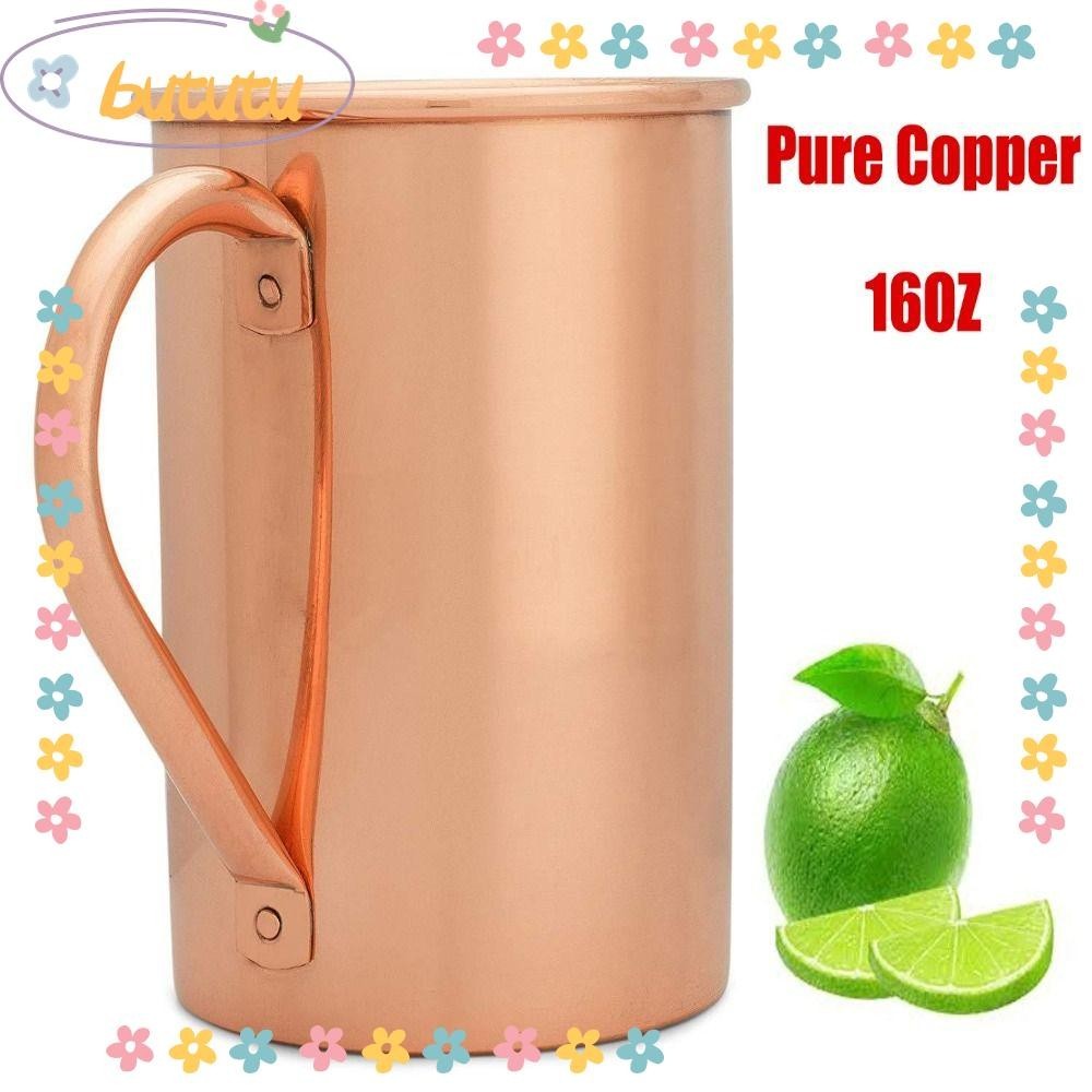 BUTUTU Pure Copper Cup, Handcrafted Thickened Mug Cup, With Strong Riveted Handle Smooth Finish Brushed Appearance 16OZ Moscow Mule Mugs Mules Cocktails Coffee Beer